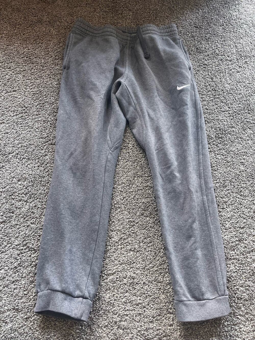 NIKE Gray Men's Cotton Blend Fleece Sweat Pants Joggers Large U